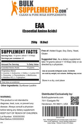 Photo of the BulkSupplements.com EAA label