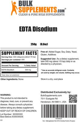Photo of the BulkSupplements.com EDTA Disodium label
