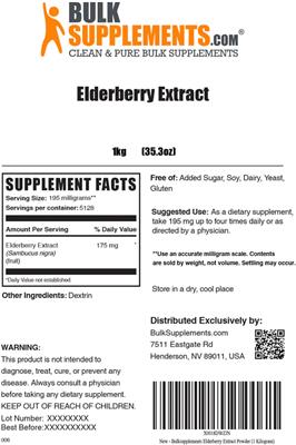 Photo of the BulkSupplements.com Elderberry Extract label