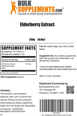 Photo of the BulkSupplements.com Elderberry Extract label