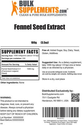 Photo of the BulkSupplements.com Fennel Seed Extract label