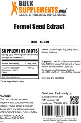 Photo of the BulkSupplements.com Fennel Seed Extract label