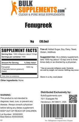 Photo of the BulkSupplements.com Fenugreek label