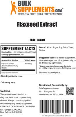 Photo of the BulkSupplements.com Flaxseed Extract label