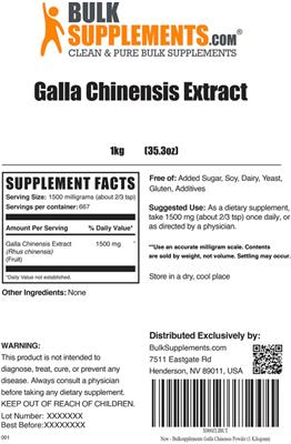 Photo of the BulkSupplements.com Galla Chinensis Extract label