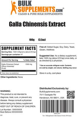 Photo of the BulkSupplements.com Galla Chinensis Extract label