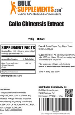 Photo of the BulkSupplements.com Galla Chinensis Extract label