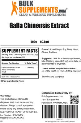 Photo of the BulkSupplements.com Galla Chinensis Extract label