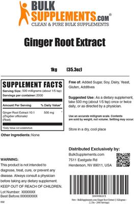 Photo of the BulkSupplements.com Ginger Root Extract label