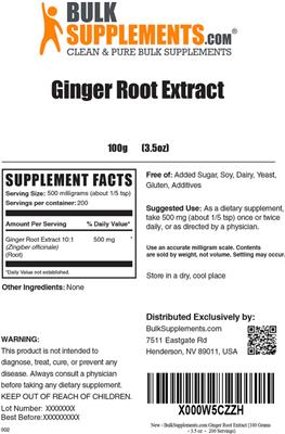 Photo of the BulkSupplements.com Ginger Root Extract label