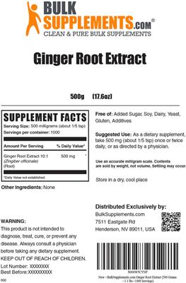 Photo of the BulkSupplements.com Ginger Root Extract label