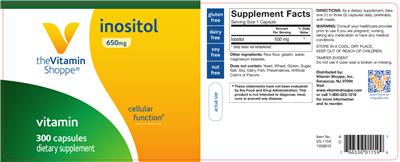 Photo of the The Vitamin Shoppe Inositol 650 mg label