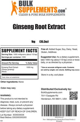 Photo of the BulkSupplements.com Ginseng Root Extract label