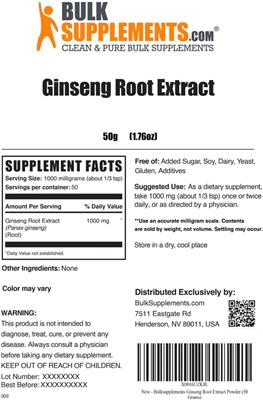 Photo of the BulkSupplements.com Ginseng Root Extract label