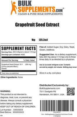 Photo of the BulkSupplements.com Grapefruit Seed Extract label