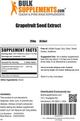 Photo of the BulkSupplements.com Grapefruit Seed Extract label