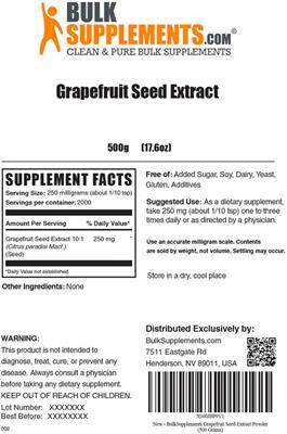 Photo of the BulkSupplements.com Grapefruit Seed Extract label