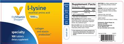 Photo of the The Vitamin Shoppe L-Lysine 1000 mg label