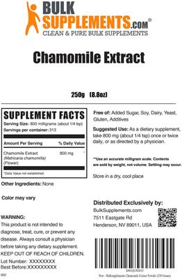 Photo of the BulkSupplements.com Chamomile Extract label