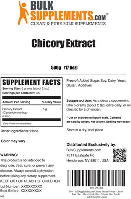 Photo of the BulkSupplements.com Chicory Extract label