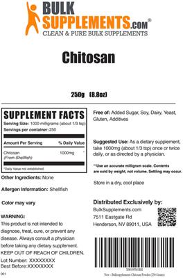 Photo of the BulkSupplements.com Chitosan label