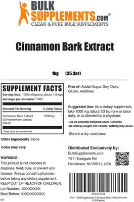 Photo of the BulkSupplements.com Cinnamon Bark Extract label