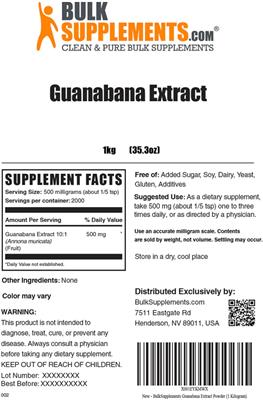 Photo of the BulkSupplements.com Guanabana Extract label