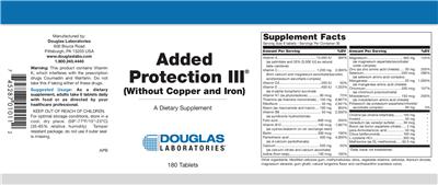 Photo of the Douglas Laboratories Added Protection III (Without Copper And Iron) label