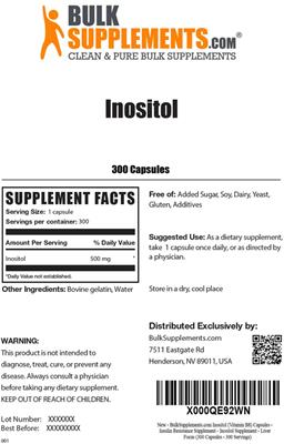 Photo of the BulkSupplements.com Inositol label