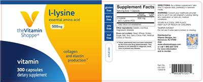 Product label for L-Lysine 500 mg