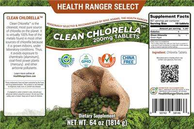 Photo of the Health Ranger Select Clean Chlorella 200 mg Tablets label