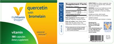 Photo of the The Vitamin Shoppe Quercetin with Bromelain label