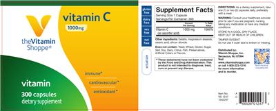 Photo of the The Vitamin Shoppe Vitamin C 1000 mg label