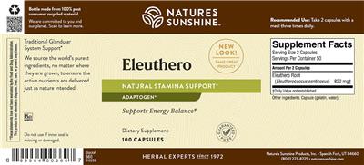Photo of the Nature's Sunshine Eleuthero label
