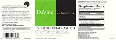 Photo of the DaVinci Laboratories Evening Primrose Oil label