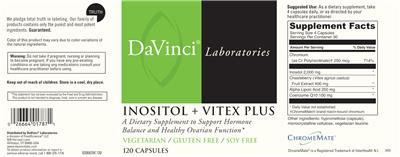 Photo of the DaVinci Laboratories Inositol + Vitex Plus label