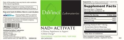 Photo of the DaVinci Laboratories NAD+ Activate label