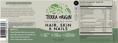 Photo of the Terra Origin Healthy Hair, Skin & Nails label