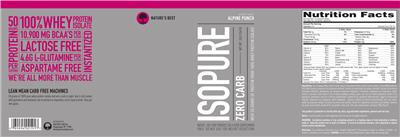 Photo of the Nature's Best Isopure Zero Carb Alpine Punch label
