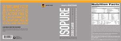 Photo of the Nature's Best Isopure Zero Carb Pineapple Orange Banana label