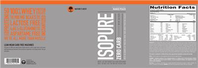 Photo of the Nature's Best Isopure Zero Carb Mango Peach label