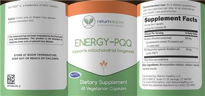 Photo of the Return Healthy Energy-PQQ label