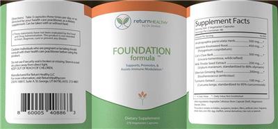 Photo of the Return Healthy Foundation Formula label