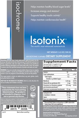 Photo of the Isotonix Isochrome label