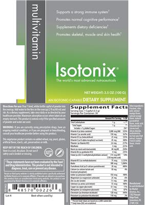 Photo of the Isotonix Multivitamin label