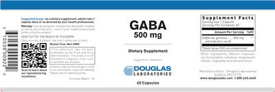 Photo of the Douglas Laboratories GABA 500 mg label
