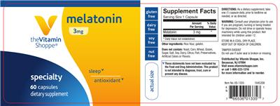 Photo of the The Vitamin Shoppe Melatonin 3 mg label