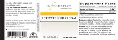 Photo of the Integrative Therapeutics Activated Charcoal label