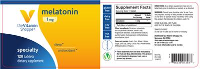 Photo of the The Vitamin Shoppe Melatonin 1 mg label
