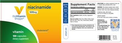 Photo of the The Vitamin Shoppe Niacinamide 500 mg label